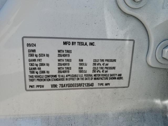 7SAYGDEE5RF213540 - 2024 TESLA MODEL Y Ağ foto 14