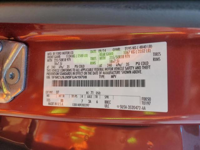 1FMCU9J95FUA19708 - 2015 FORD ESCAPE TITANIUM 橙色 照片 13