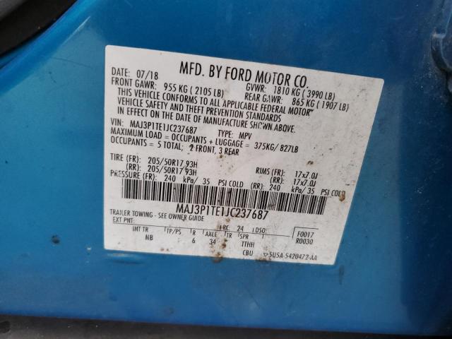 MAJ3P1TE1JC237687 - 2018 FORD ECOSPORT SE BLUE photo 14