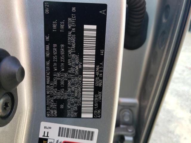 5TDGZRAHXMS534963 - 2021 TOYOTA HIGHLANDER XLE SILVER photo 13