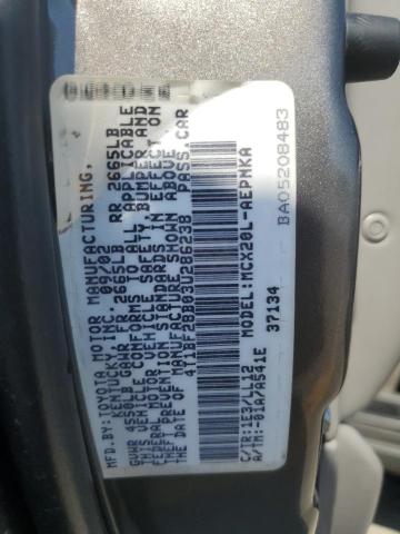 4T1BF28B03U286238 - 2003 TOYOTA AVALON XL GRAY photo 12