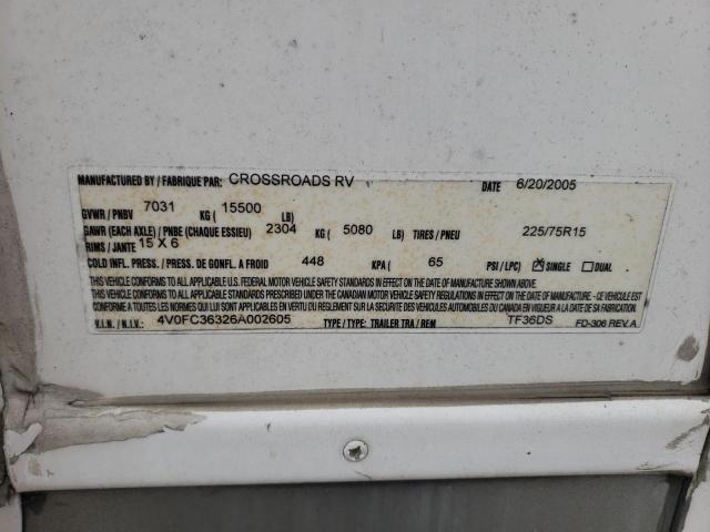 4V0FC36326A002605 - 2006 CROS 5TH WHEEL WHITE photo 10