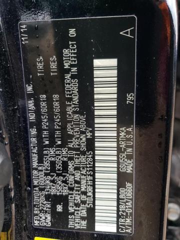 5TDJKRFH1FS112845 - 2015 TOYOTA HIGHLANDER XLE BLACK photo 13