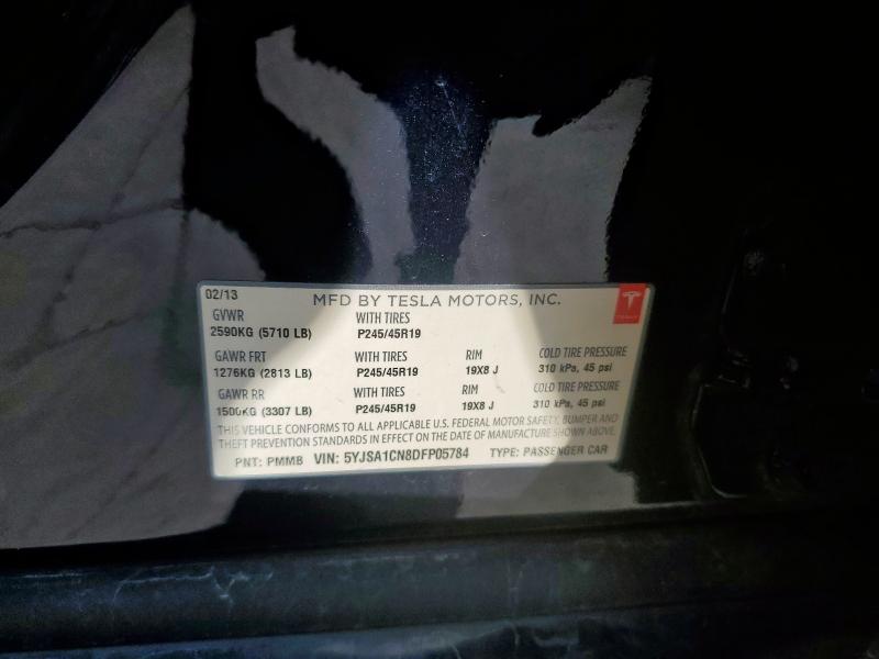 5YJSA1CN8DFP05784 - 2013 TESLA MODEL S Niebieski zdjęcie 12
