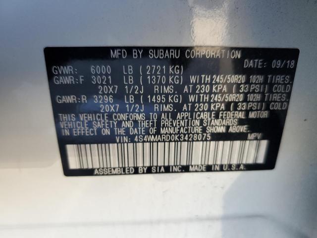 4S4WMARD0K3428075 - 2019 SUBARU ASCENT TOURING Ağ foto 14