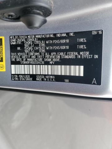 5TDKKRFH0GS504236 - 2016 TOYOTA HIGHLANDER XLE SILVER photo 14