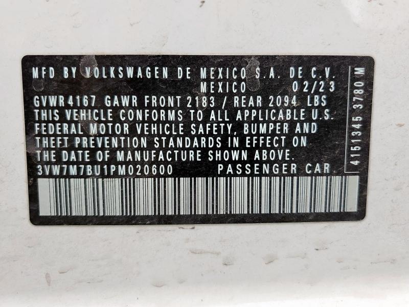 3VW7M7BU1PM020600 - 2023 VOLKSWAGEN JETTA SE 白色 照片 12