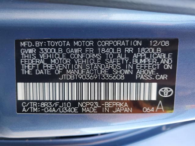 JTDBT903691335608 - 2009 TOYOTA YARIS BLUE photo 13