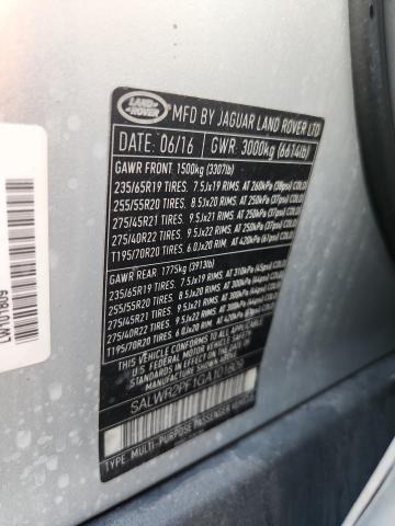SALWR2PF1GA101809 - 2016 LAND ROVER RANGE ROVE HSE SILVER photo 14
