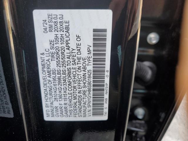 5FNYG1H86SB018425 - 2025 HONDA PILOT ELITE BLACK photo 13