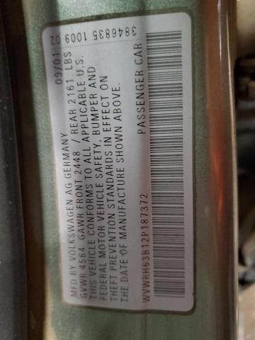 WVWRH63B12P187372 - 2002 VOLKSWAGEN PASSAT GLX Yaşıl foto 12