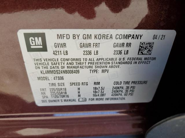 KL4MMDS24NB008409 - 2022 BUICK ENCORE GX SELECT BURGUNDY photo 12