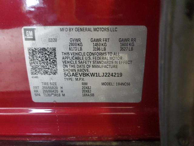 5GAEVBKW1LJ224219 - 2020 BUICK ENCLAVE PREMIUM RED photo 14