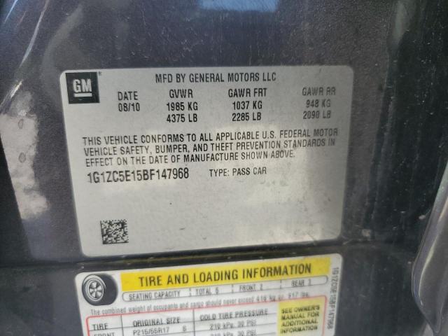 1G1ZC5E15BF147968 - 2011 CHEVROLET MALIBU 1LT გრაფიტი ფოტო 13