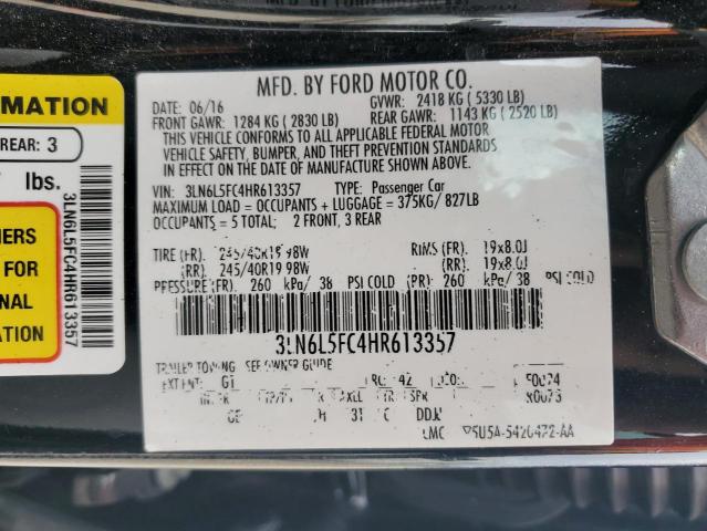 3LN6L5FC4HR613357 - 2017 LINCOLN MKZ RESERVE შავი ფოტო 13