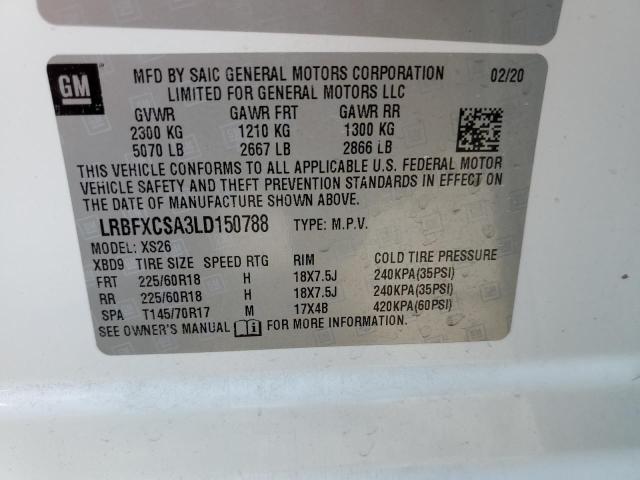 LRBFXCSA3LD150788 - 2020 BUICK ENVISION ESSENCE WHITE photo 13