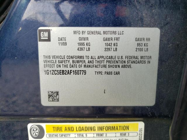 1G1ZC5EB2AF160779 - 2010 CHEVROLET MALIBU 1LT BLUE photo 13