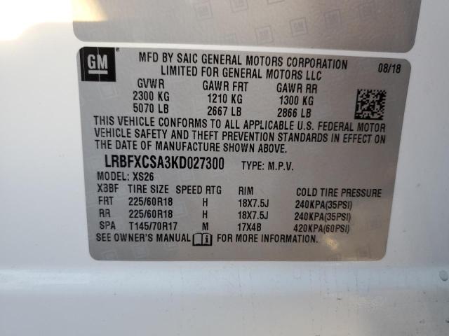 LRBFXCSA3KD027300 - 2019 BUICK ENVISION ESSENCE თეთრი ფოტო 14