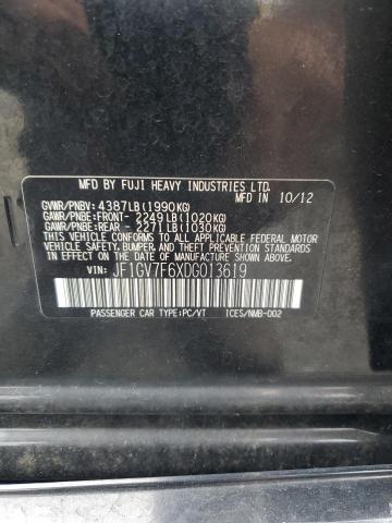 JF1GV7F6XDG013619 - 2013 SUBARU IMPREZA WRX შავი ფოტო 12