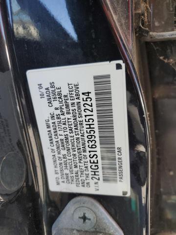 2HGES16395H512254 - 2005 HONDA CIVIC DX VP 黑色 照片 12