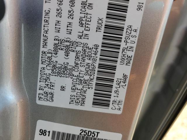 5TFNC5DB6PX014640 - 2023 TOYOTA TUNDRA CREWMAX PLATINUM Gümüş foto 12