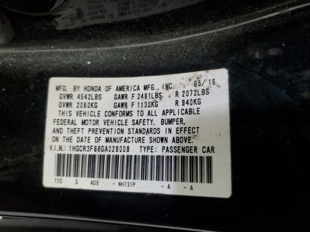 1HGCR3F88GA029009 - 2016 HONDA ACCORD EXL BLACK photo 12