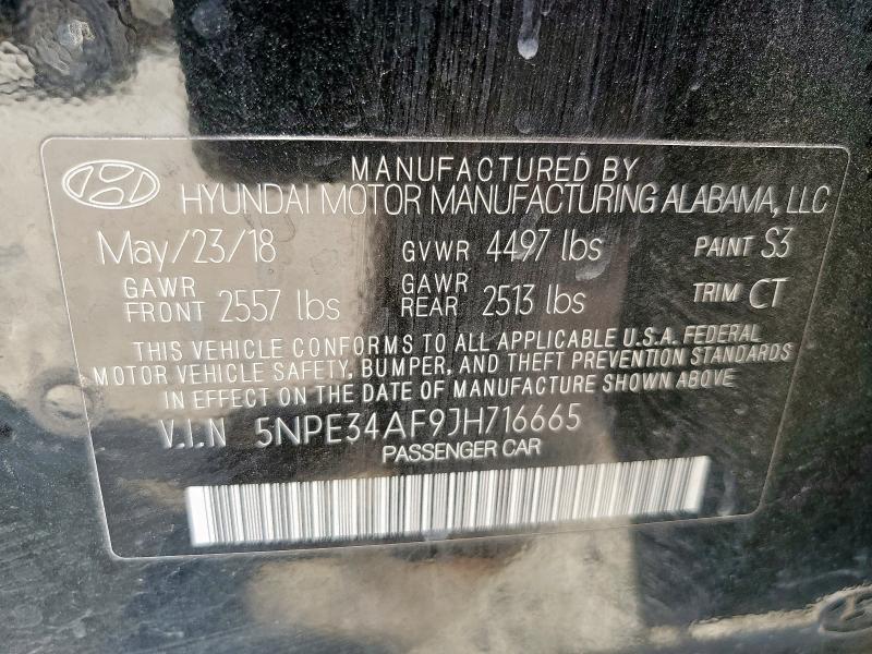 5NPE34AF9JH716665 - 2018 HYUNDAI SONATA SPORT შავი ფოტო 13