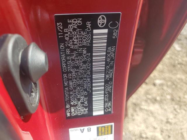 JTDBCMFE4RJ021614 - 2024 TOYOTA COROLLA LE წითელი ფოტო 12