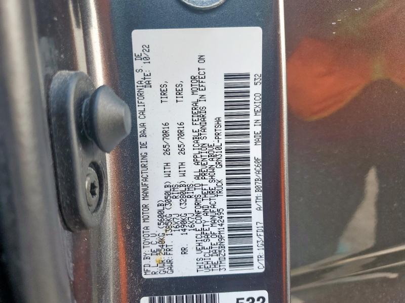 3TMDZ5BN9PM142495 - 2023 TOYOTA TACOMA DOUBLE CAB GRAY photo 13