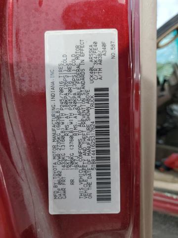 5TBBT44162S317624 - 2002 TOYOTA TUNDRA ACCESS CAB წითელი ფოტო 12