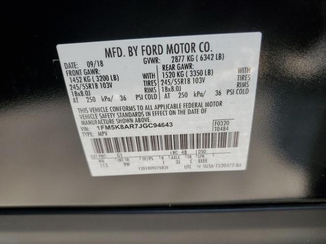 1FM5K8AR7JGC94643 - 2018 FORD EXPLORER POLICE INTERCEPTOR 黑色 照片 12