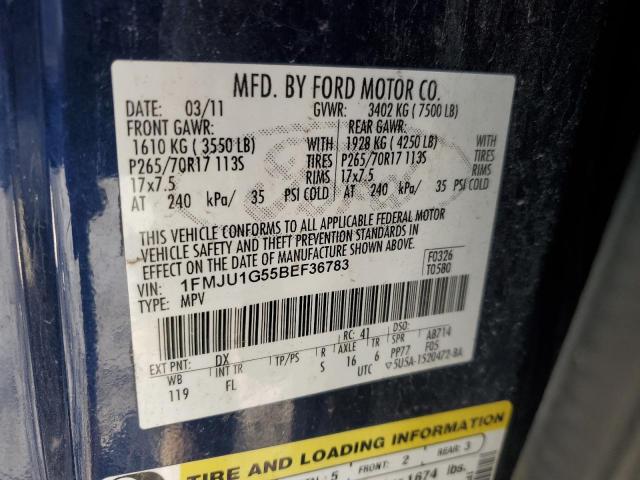 1FMJU1G55BEF36783 - 2011 FORD EXPEDITION XL BLUE photo 13