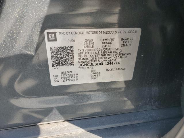 3GNCJLSB6LL244714 - 2020 CHEVROLET TRAX 1LT Сұр фото 14