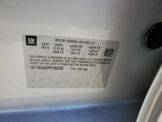 1G11G5SX8FF182522 - 2015 CHEVROLET MALIBU LTZ ვერცხლისფერი ფოტო 12