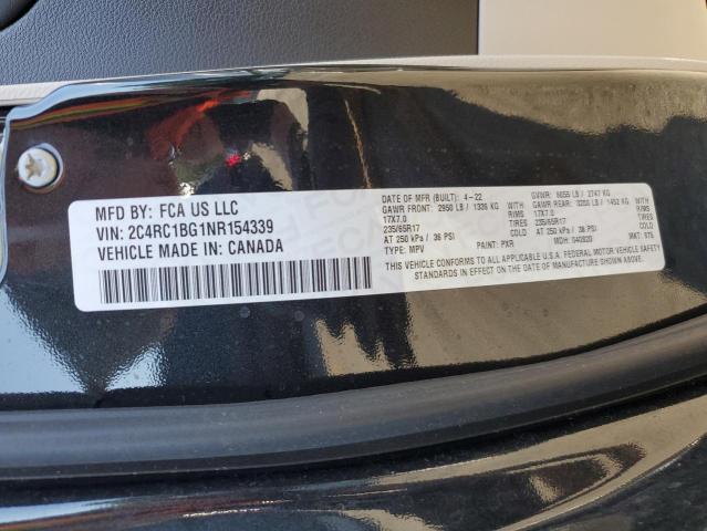 2C4RC1BG1NR154339 - 2022 CHRYSLER PACIFICA TOURING L Սև լուսանկար 13