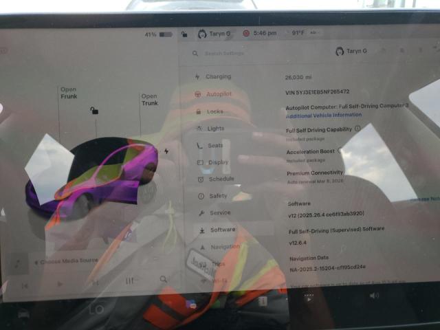 5YJ3E1EB5NF265472 - 2022 TESLA MODEL 3 Niebieski zdjęcie 9