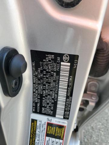 4T4BF1FK2CR214105 - 2012 TOYOTA CAMRY BASE SILVER photo 12