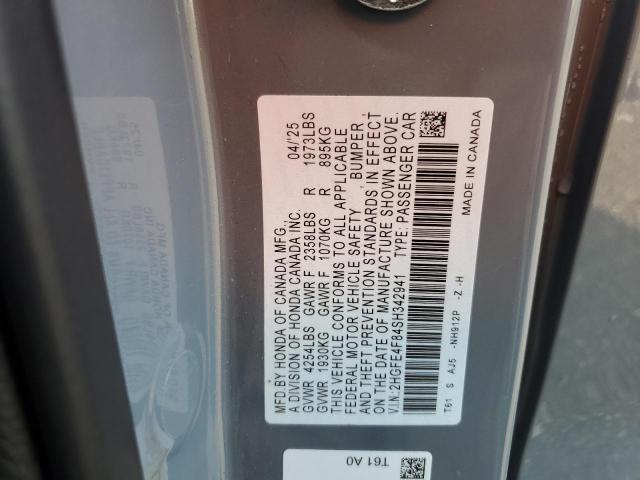 2HGFE4F84SH342941 - 2025 HONDA CIVIC SPORT GRAY photo 12