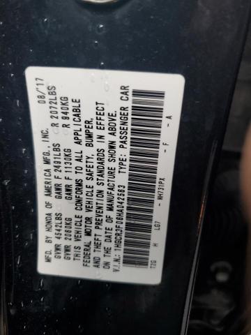 1HGCR3F06HA042563 - 2017 HONDA ACCORD EXL BLACK photo 12