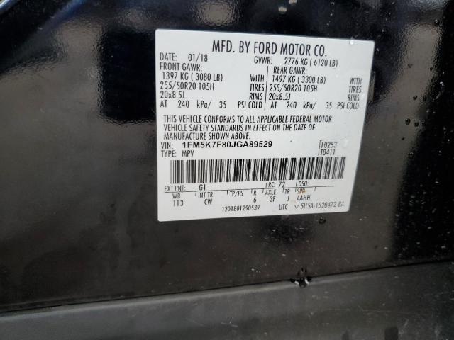 1FM5K7F80JGA89529 - 2018 FORD EXPLORER LIMITED Schwarz Foto 13