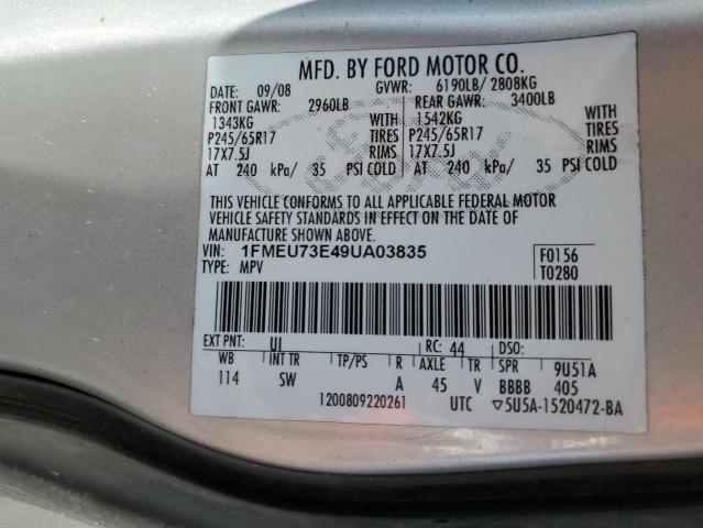 1FMEU73E49UA03835 - 2009 FORD EXPLORER XLT Արծաթագույն լուսանկար 13