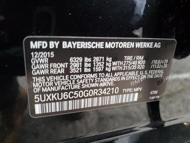 5UXKU6C50G0R34210 - 2016 BMW X6 XDRIVE50I BLACK photo 13