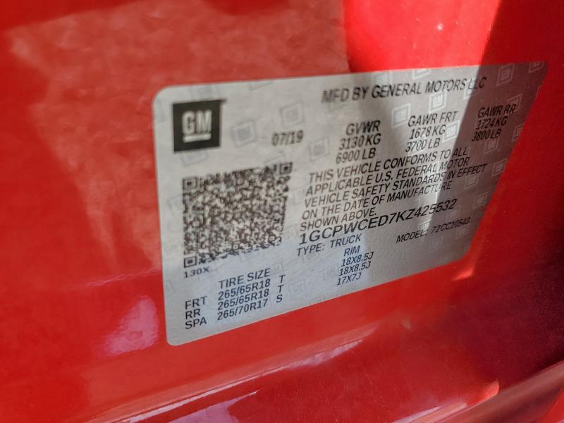 1GCPWCED7KZ425532 - 2019 CHEVROLET SILVERADO C1500 LT Қызыл фото 12