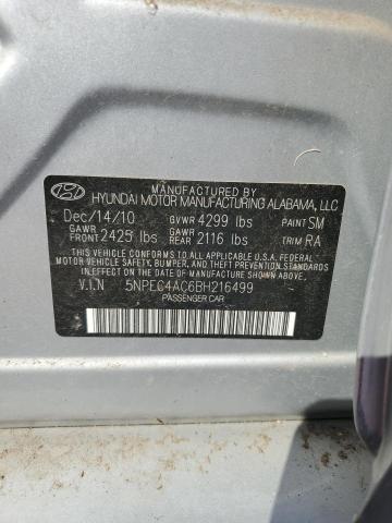 5NPEC4AC6BH216499 - 2011 HYUNDAI SONATA SE SILVER photo 12