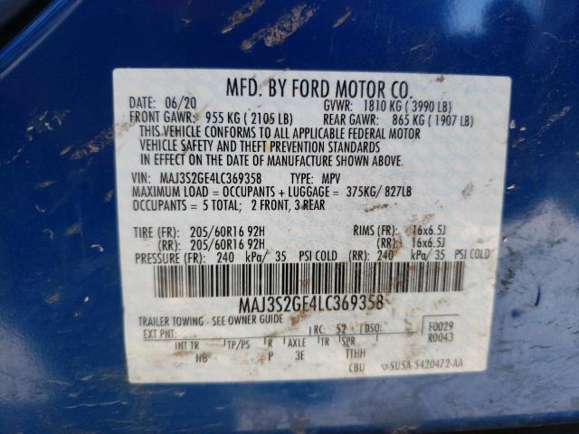 MAJ3S2GE4LC369358 - 2020 FORD ECOSPORT SE BLUE photo 14