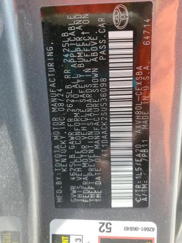 4T1DAACK2SU536098 - 2025 TOYOTA CAMRY XSE 灰色 照片 12