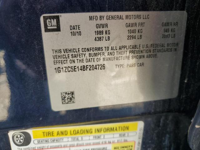 1G1ZC5E14BF204726 - 2011 CHEVROLET MALIBU 1LT BLUE photo 12