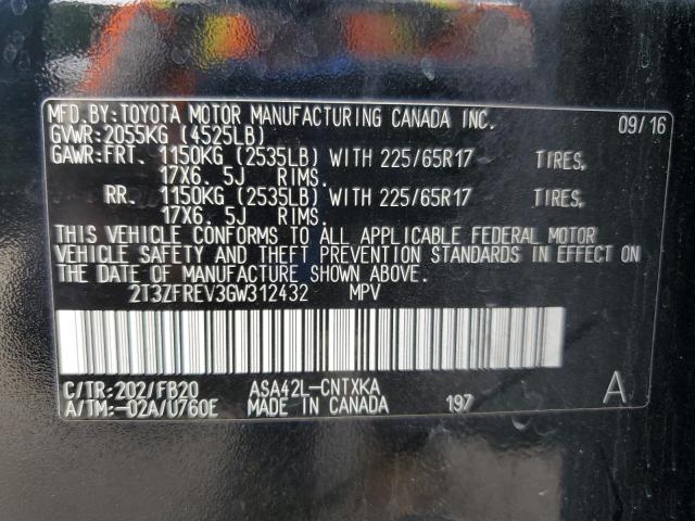 2T3ZFREV3GW312432 - 2016 TOYOTA RAV4 LE BLACK photo 13