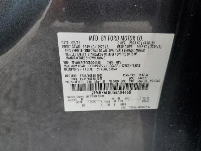 2FMHK6C80GBA04460 - 2016 FORD FLEX SEL GRAY photo 13