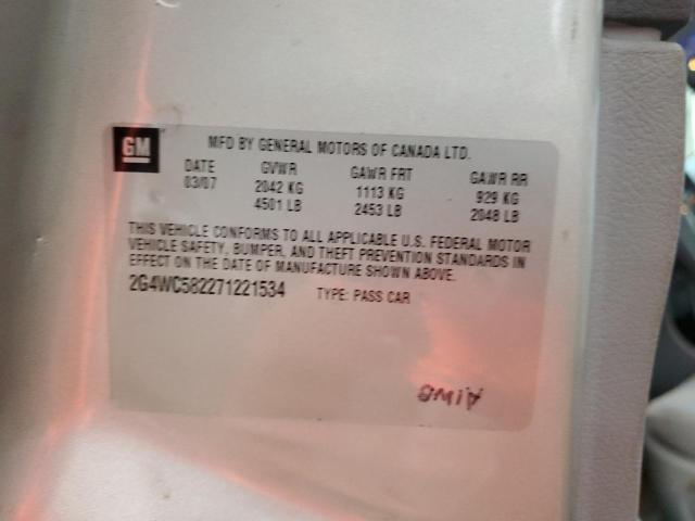 2G4WC582271221534 - 2007 BUICK LACROSSE CX Արծաթագույն լուսանկար 12